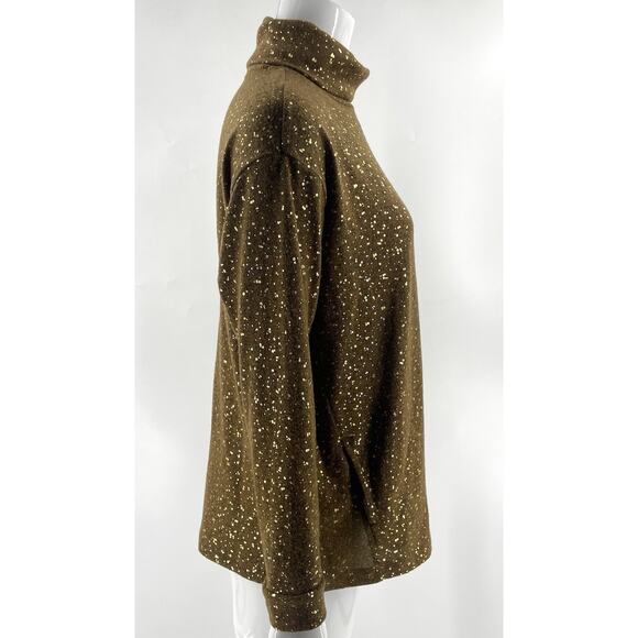LOGO Lounge Lori Goldstein Foil Turtleneck Sweater Cathay Spice Gold Size XS NEW - Picture 2 of 5